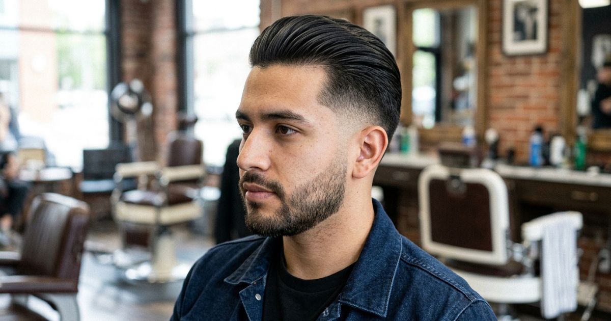 Slick Back with Mid Taper Fade