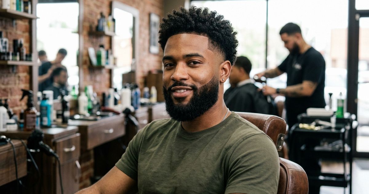 Taper Fade With Beard Curly Hair