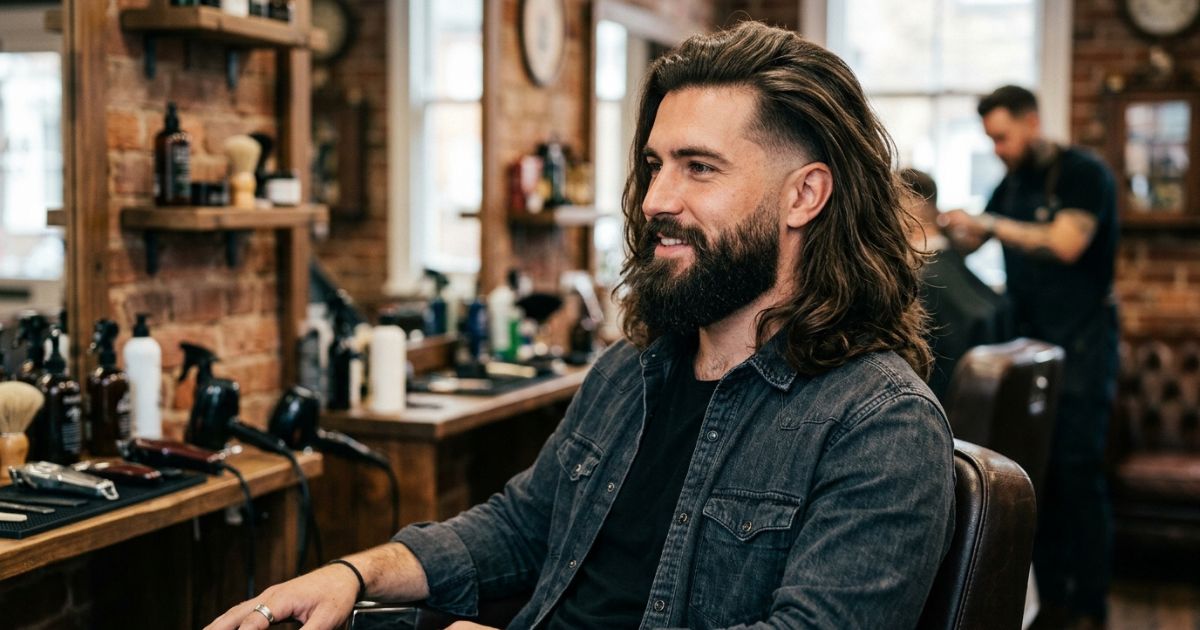 Taper Fade With Beard Long Hair