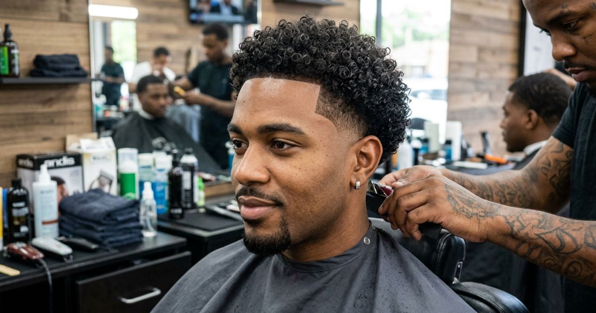 Temple Low Taper Fade Curly Hair