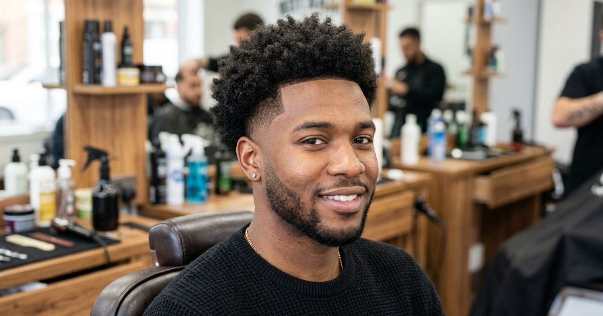 Textured Afro Mid Taper Fade