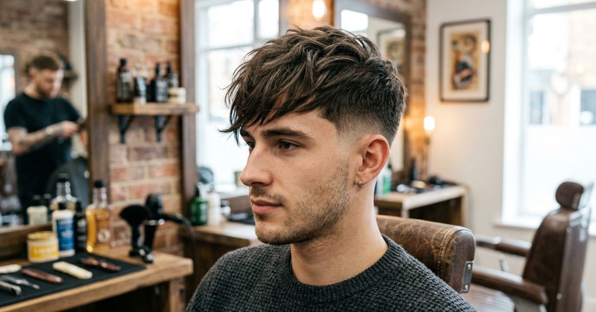 Textured Fringe Mid Taper Straight Hair