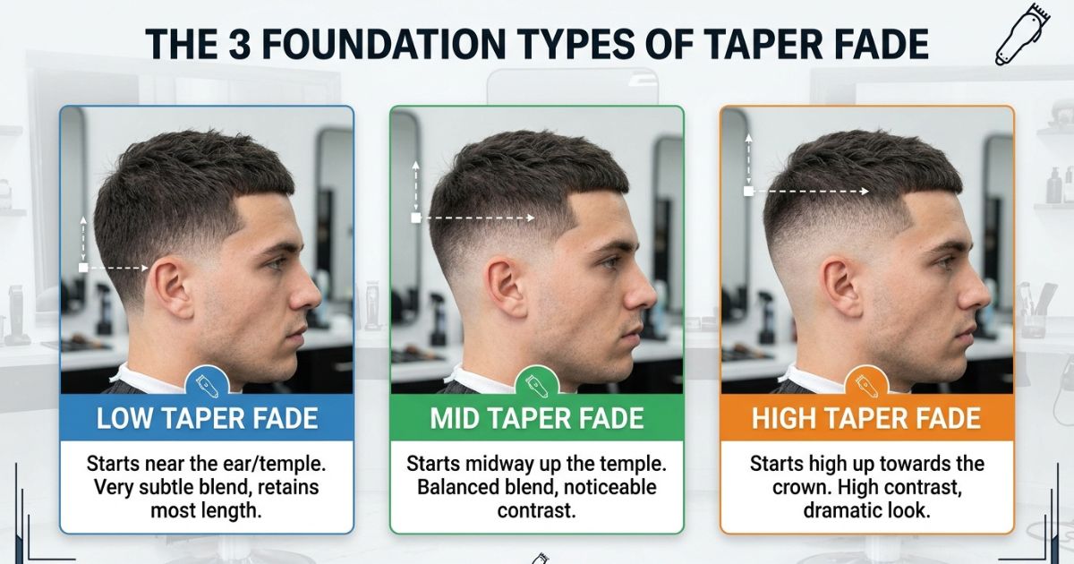 The 3 Foundation Types of Taper Fade