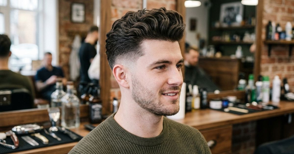 Wavy Pompadour Crop with Low Taper
