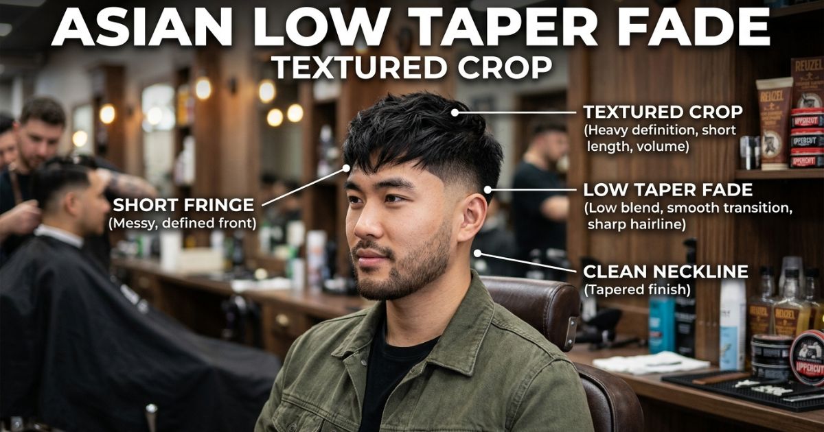 Asian Low Taper Fade Textured Crop