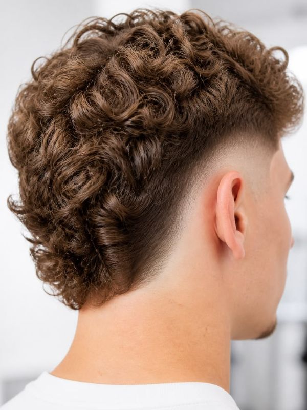 Burst Fade Curly Hair Men