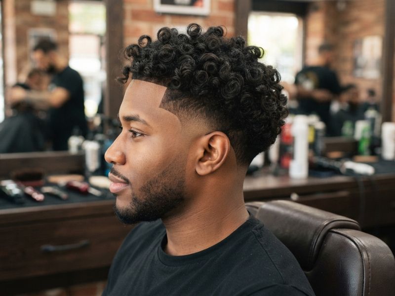 Burst Fade Low Taper Black Haircut
