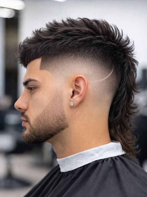 Burst Fade Mullet Design