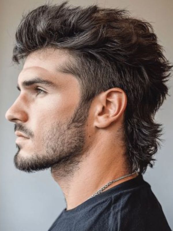 Burst Fade Mullet with Beard Blend