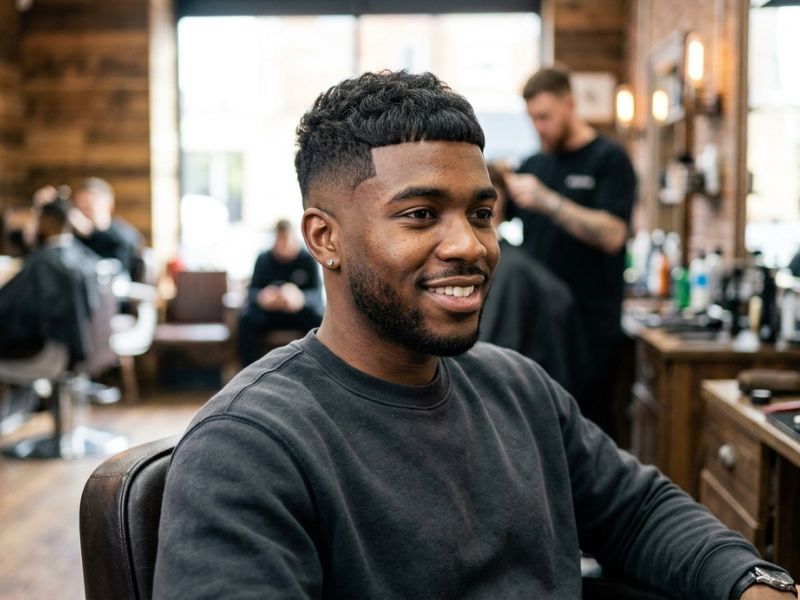 French Crop Low Taper Fade Black Haircut