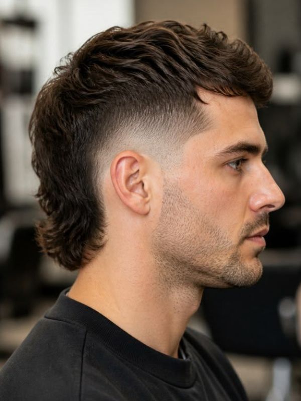 High Burst Fade Mullet