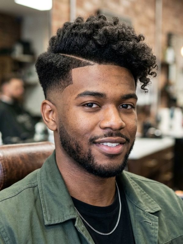 Low Taper Fade Fluffy Hair With Side Part