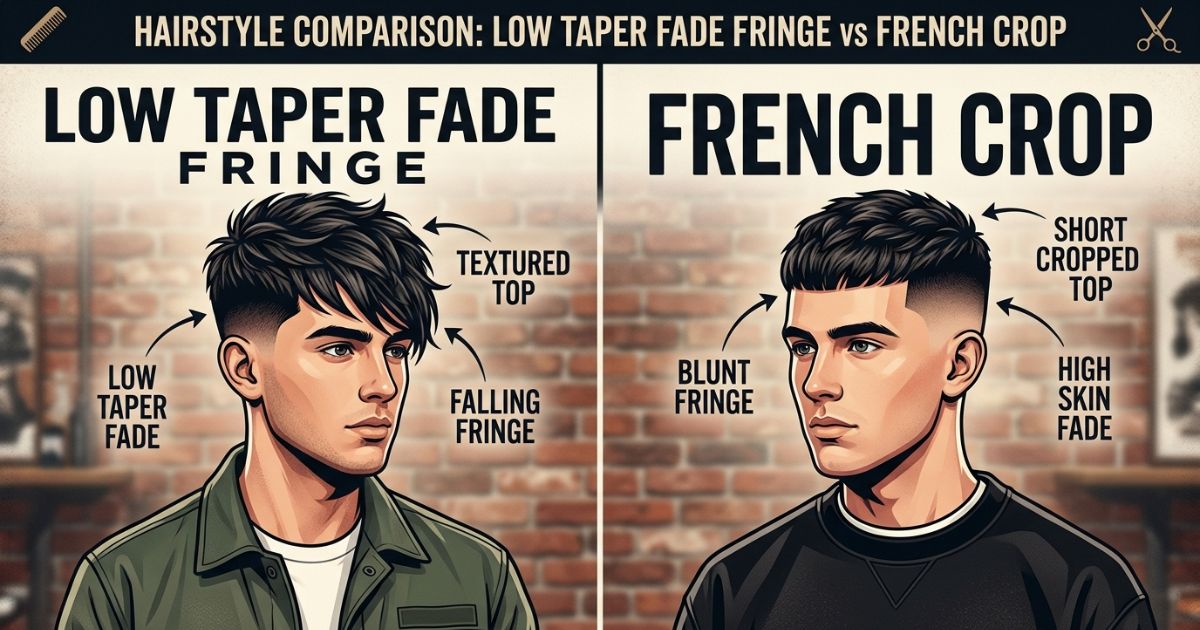Low Taper Fade Fringe vs French Crop