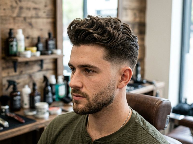 Low Taper Fade Quiff for Wavy Hair