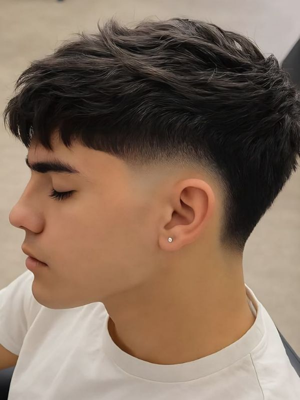 Low Taper Fade Short Fringe