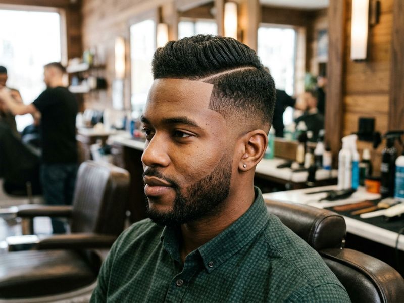 Low Taper Fade Side Part with Line Up