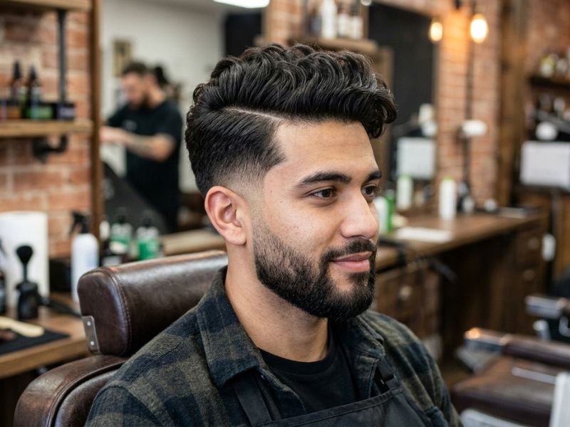 Low Taper Fade Side Part with Volume