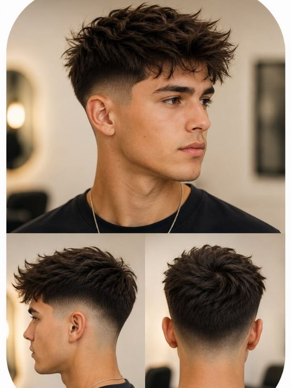 Low Taper Fade Side Swept Fringe