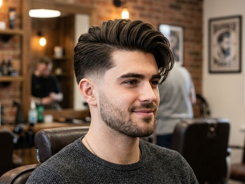 Low Taper Fade Side Swept Quiff