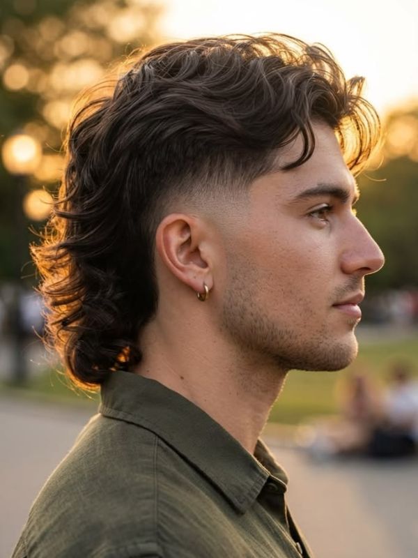 Low Taper Mullet Wavy Hair