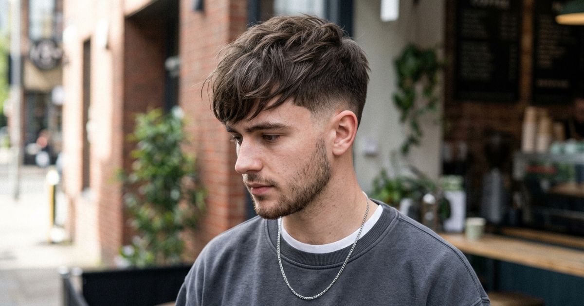 Messy Low Taper Fade Fringe Straight Hair
