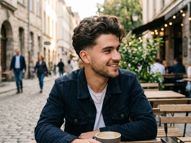 Messy Wavy Quiff with Low Taper