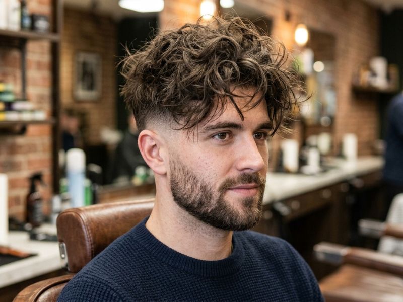 Messy Wavy Quiff with Low Taper