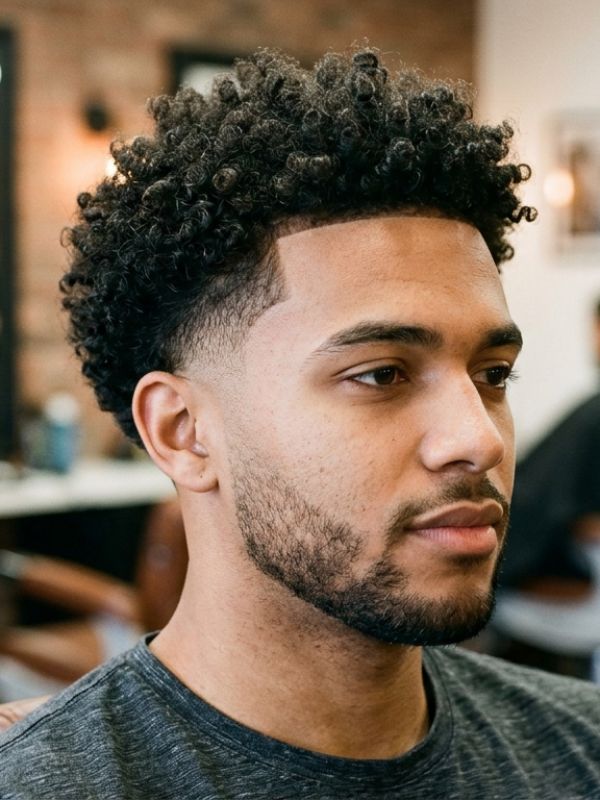 Mid Taper Fade Curly Hair