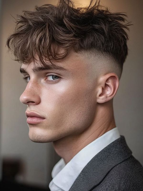 Mid burst fade textured fringe