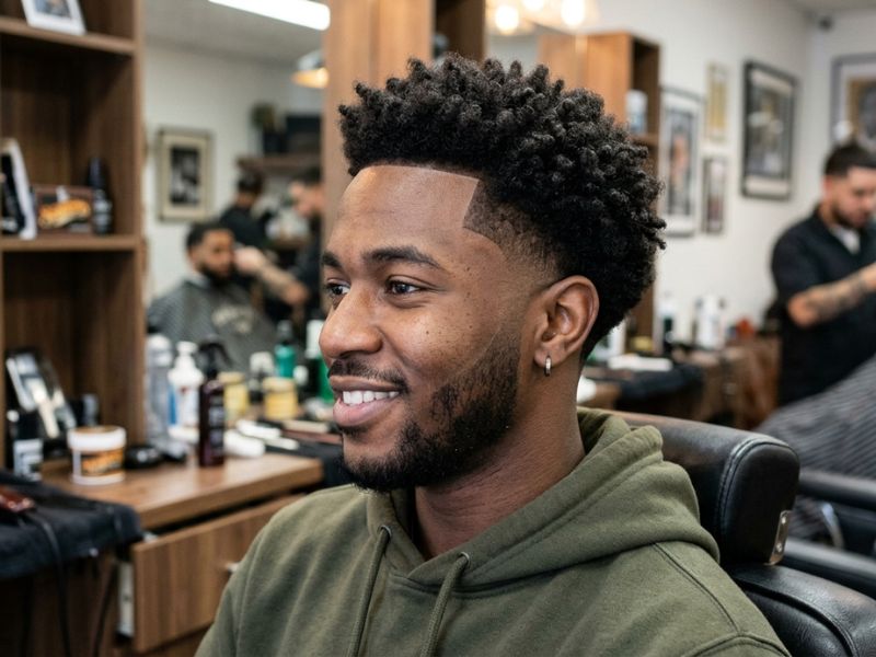 Natural Coils Low Taper Fade Black Haircut