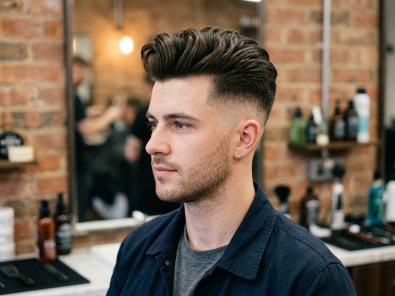 Natural Quiff with High Fade