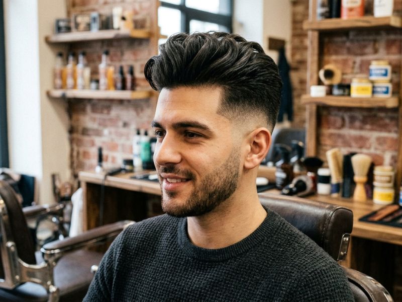 Natural Quiff with High Fade