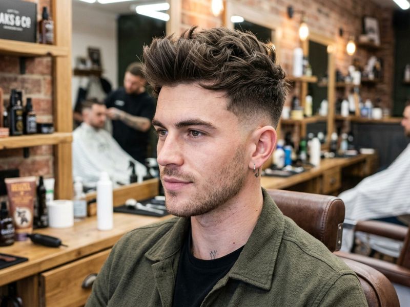Short Textured Quiff with Mid Fade