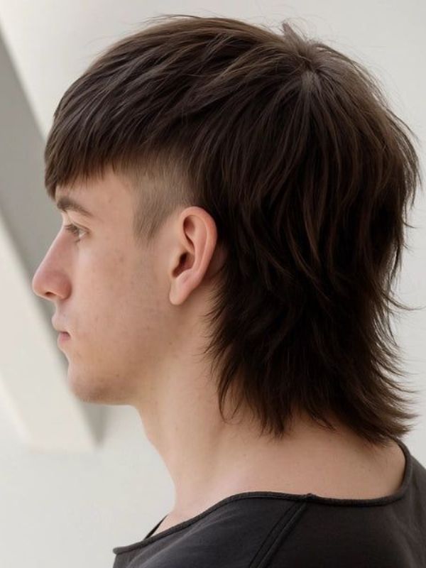 Short Wolf Cut Men Straight Hair