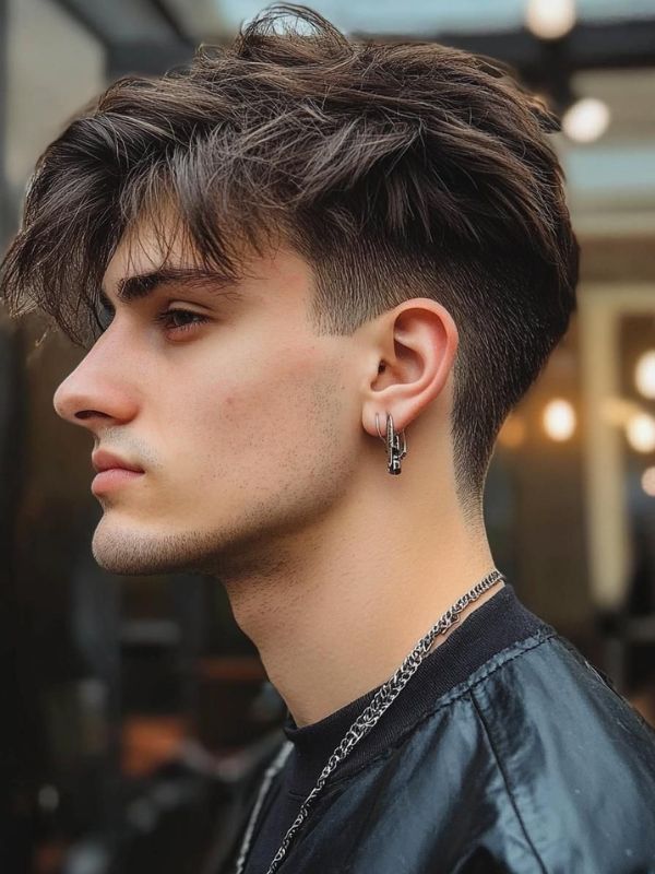 Straight Hair Mullet with Taper Fade