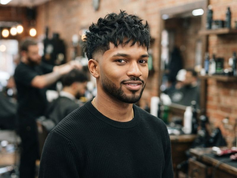 Textured Crop Low Taper Fade Black Haircut