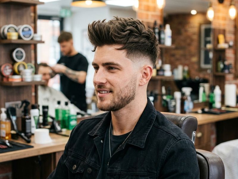 Textured Quiff with Sharp Fade