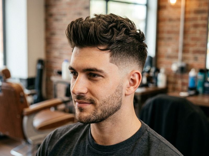 Textured Quiff with Sharp Fade