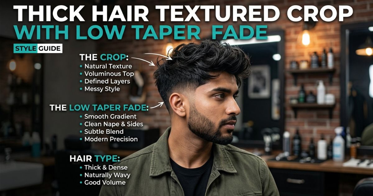 Thick Hair Textured Crop with Low Taper Fade