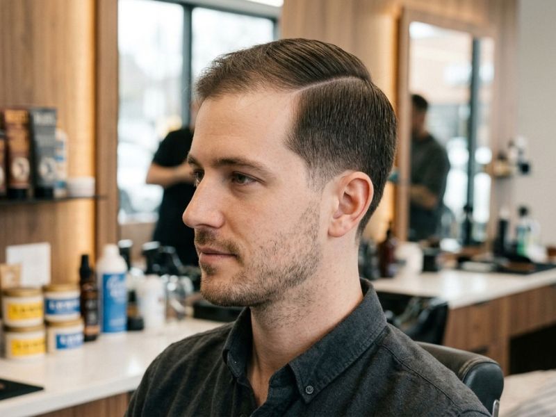 Thin Hair Low Taper Fade Side Part