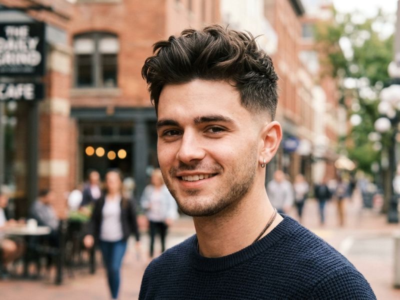 Tousled Short Quiff with Low Fade
