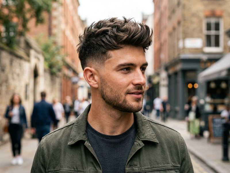 Tousled Short Quiff with Low Fade