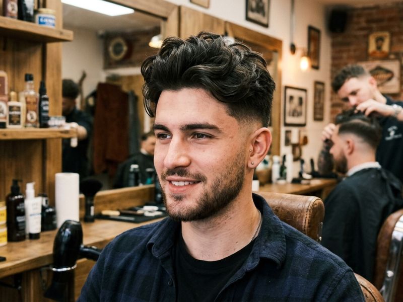 Tousled Textured Quiff with Low Fade