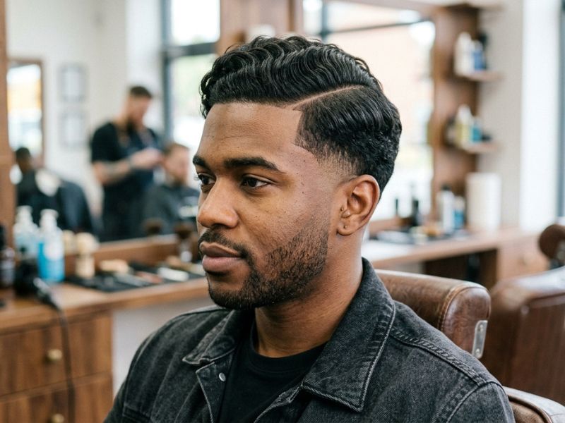 Wavy Hair Low Taper Fade Side Part