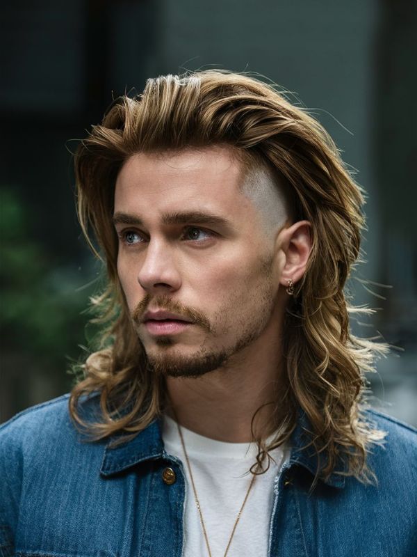 Wavy Hair Mullet Fade