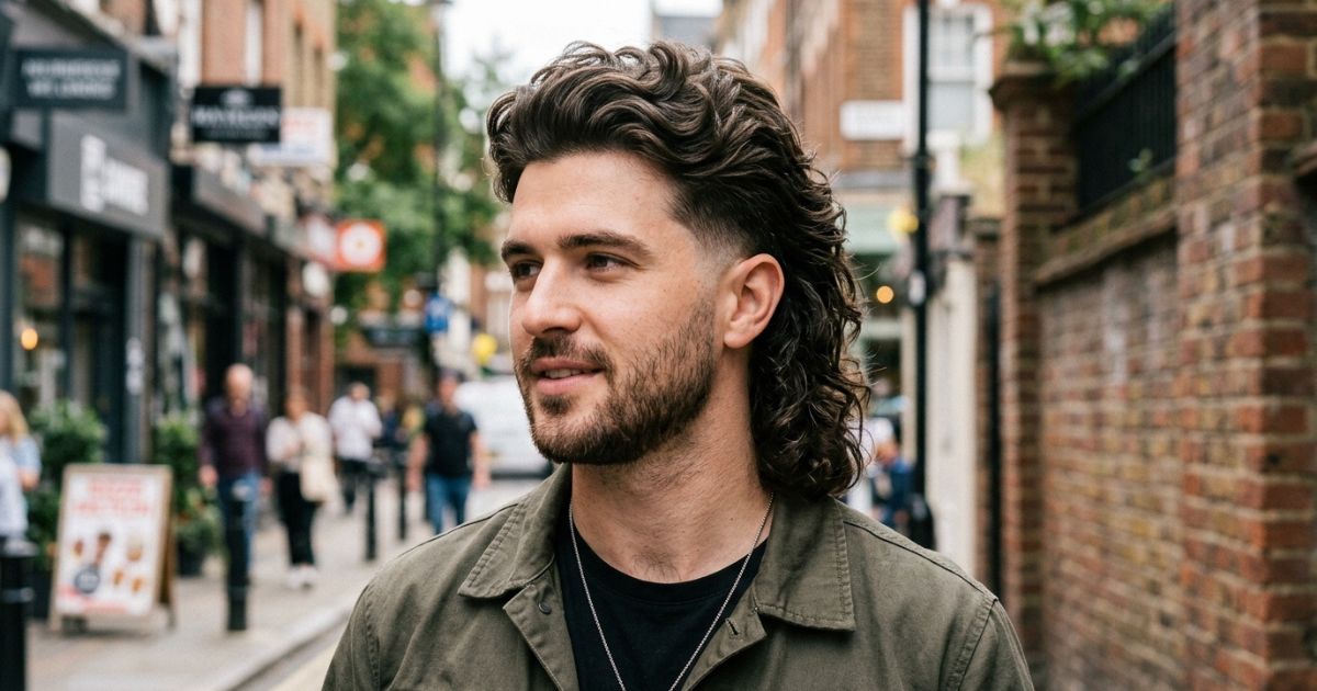 Wavy Low Taper Fade Modern Mullet Haircut